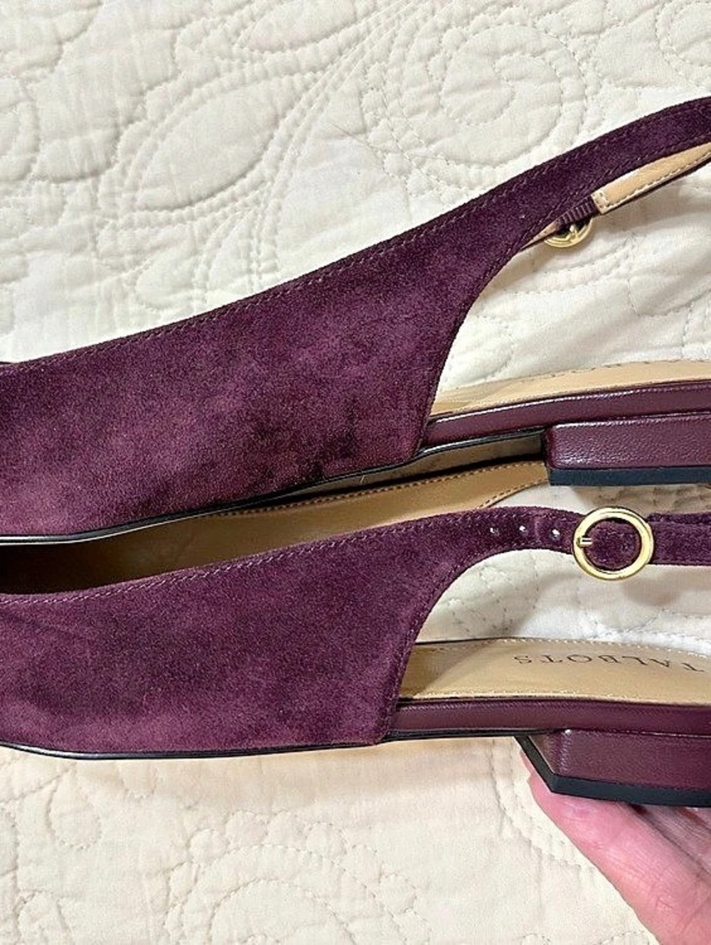 Talbots Edison Suede Slingback Flats Heels in Burgundy size 8 - never worn.